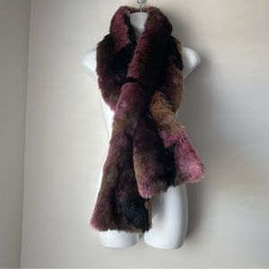 Andrienne Landau Dark Multi-Color Faux Fur Scarf